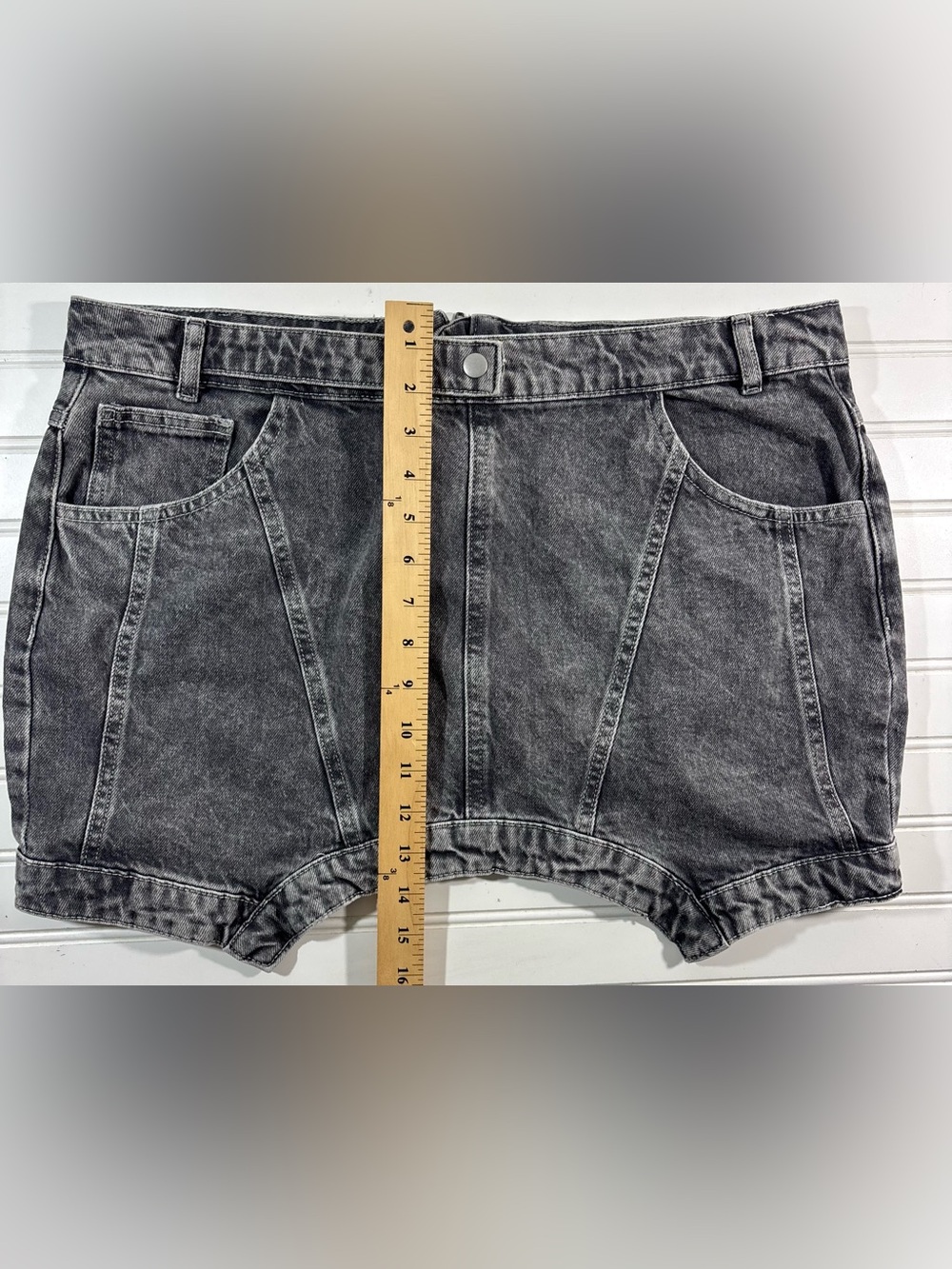 Pretty Little Things Plus Curved Hem Denim Mini Skirt Cotton Womens Size 12 - Picture 11 of 16